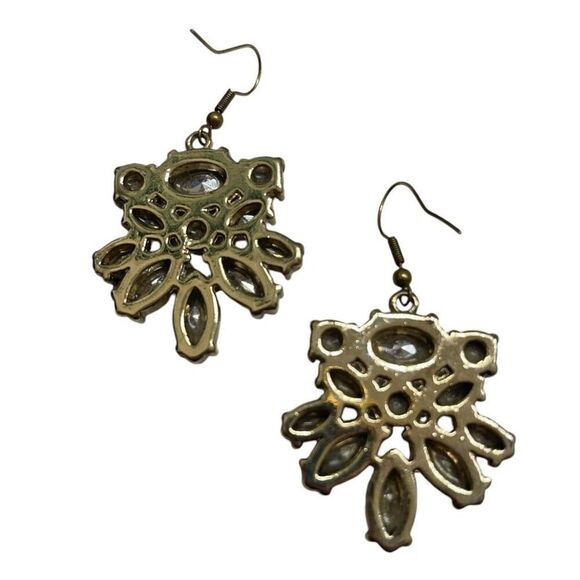 HANDMADE Clear/White Rhinestone Statement Dangle Earrings - Picture 4 of 5